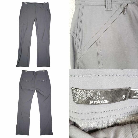 Prana Pants Womens Size 6 Gray Cargo Hiking Outdoor Stretch Drawstring - Picture 1 of 8